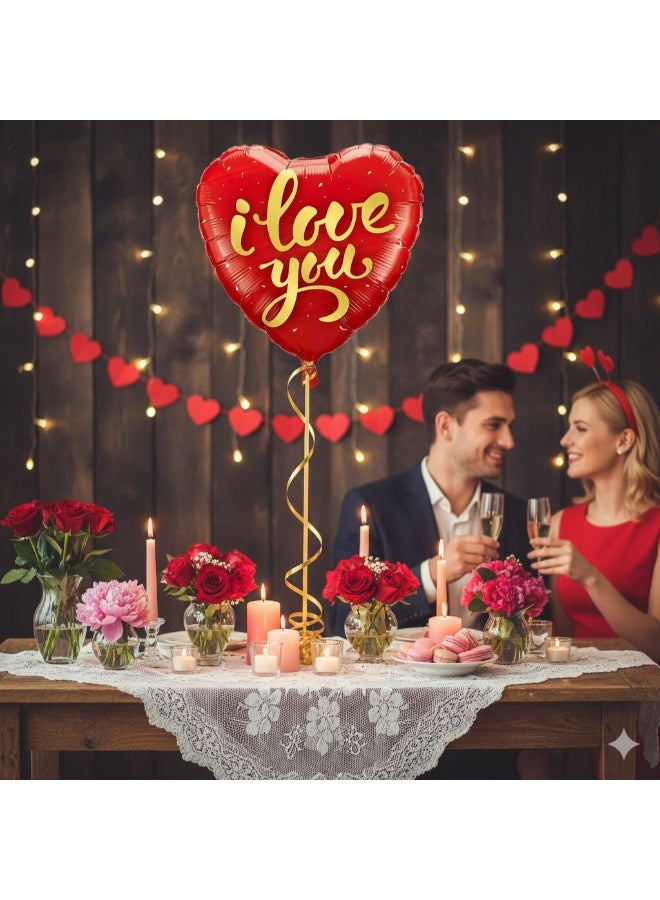 Toyland 18 Inch Red Heart Foil Balloon with Gold “I Love You” Print – Romantic Helium Balloon for Valentine’s Day & Party Décor - Image 2